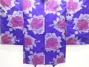 大正ロマン　花模様織出し銘仙長羽織